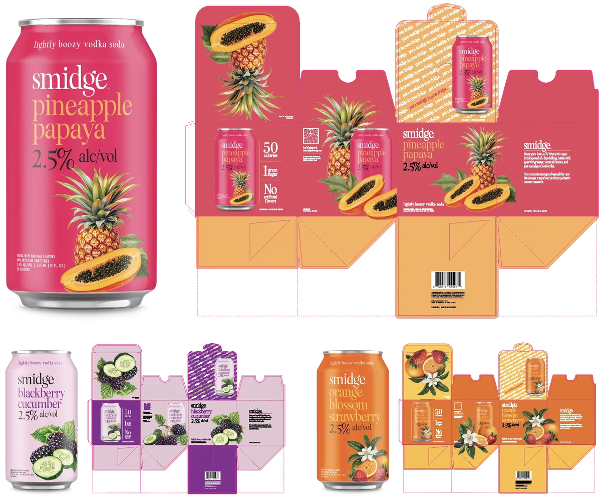 Cans and cartons, three SKUs